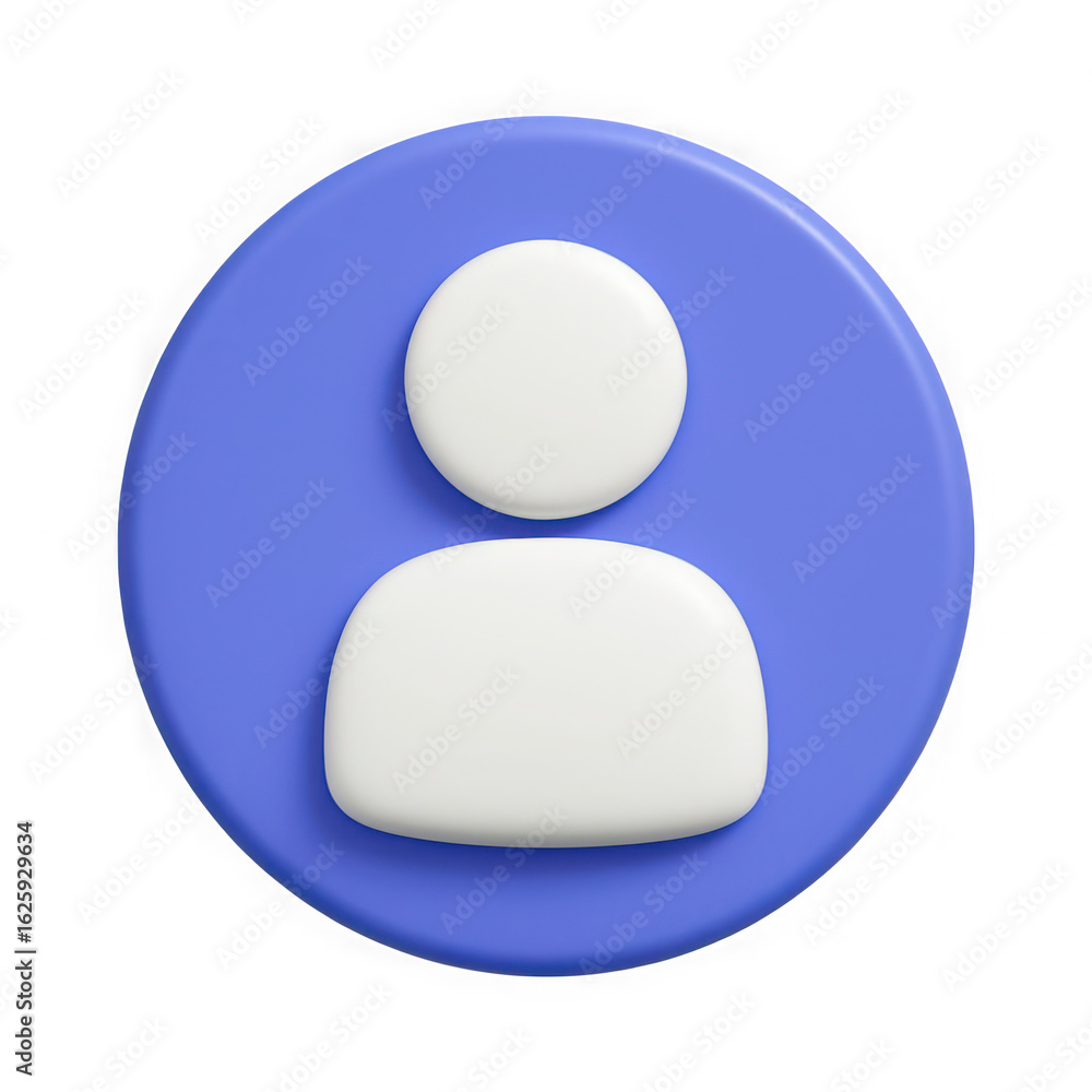Aufkleber simple 3d rendering of a user profile icon with a person silhouette inside a blue circle isolated on