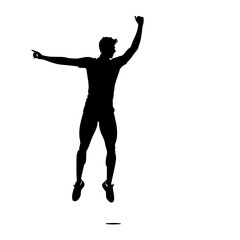 Vector silhouette of a person doing a jumping jack with arms and legs fully extended