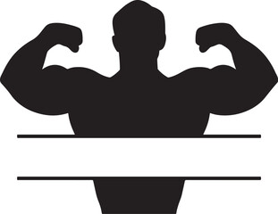 Fototapeta premium Vector art of silhouette of a muscular man showing biceps isolated on white background