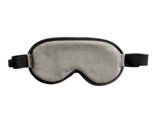 Gray eye mask with black straps