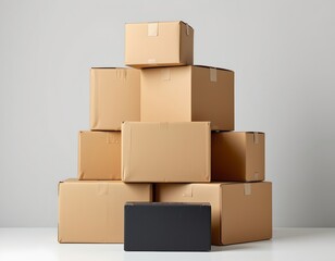 Obraz premium Stacked Cardboard Boxes with Single Dark Gray Box