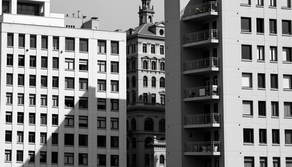 Fototapeta premium Urban Architectural Contrast Modern and Traditional Styles