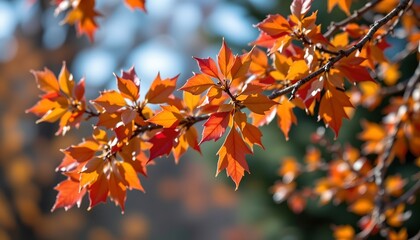 Serene Autumn Oak Leaves with Gentle Bokeh Effect