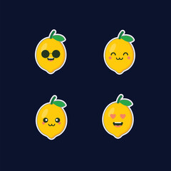 cute and kawaii lemon cartoon character in flat style