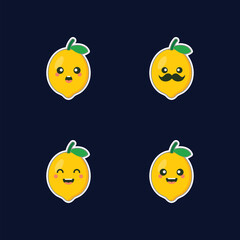 cute and kawaii lemon cartoon character in flat style
