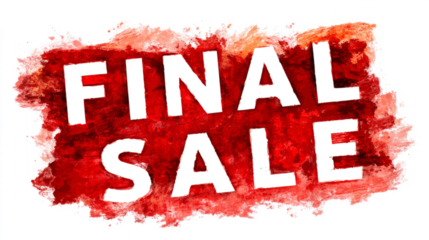Large red sticker with the words FINAL SALE in bold letters, white background