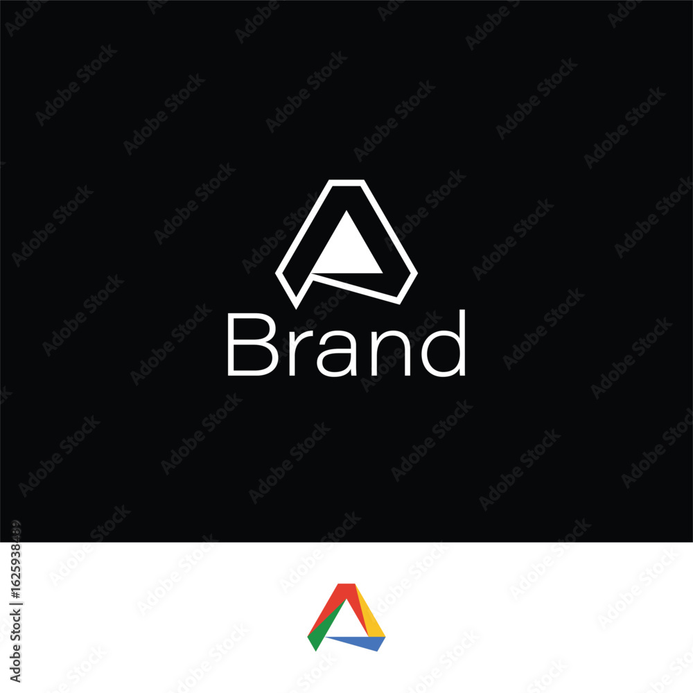 Poster modern and minimal letter a triangular monogram with two backgrounds.