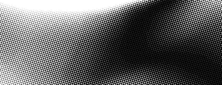 Vector bitmap wave bg. Comic dot background. Wavy dotted gradient. Pixel wave pattern. Noise effect overlay. Retro duotone texture poster. Manga anime backdrop. Grungy halftone gradation banner