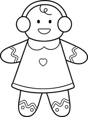 Christmas holiday ginger character children's coloring page.
Smiling gingerbread man cookie outline vector isolated.
Transparent background. svg.