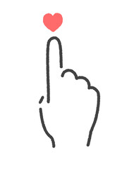 赤いハートにタッチするシンプルな人の手の手書きのイラスト - LIKE･いいねやSNSのイメージ素材