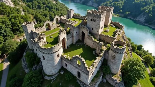 Explore a majestic castle ruin overlooking tranquil waters, a captivating travel destination
