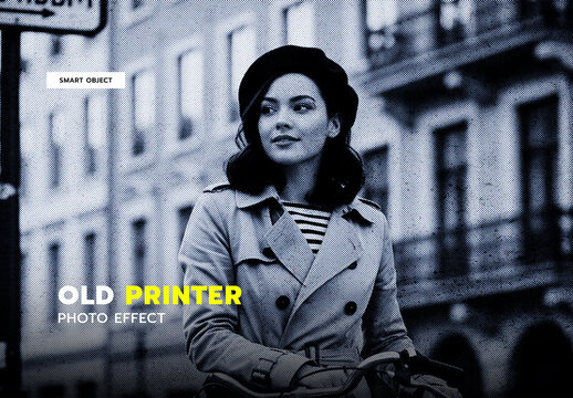 Old Printer Photo Effect Template