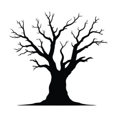 Fototapeta premium Set of Hollow Trunk Tree Silhouette, Vector, Illustration, Outline, Line Art, Icon, White Background.