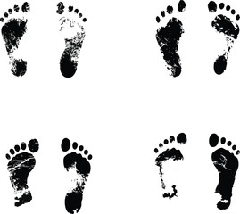 Vector silhouette set of Halloween Bloody Footprints isolated in White background, silhouette Set, Halloween theme, Vector illustration