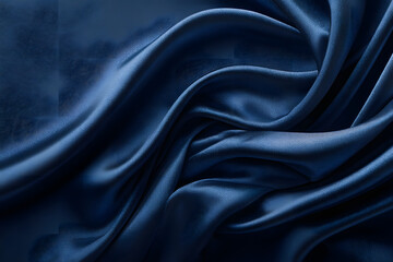 Fototapeta premium Abstract dark blue background. Silk satin. Navy blue color. Elegant background with space for design. Soft wavy folds.
