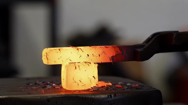 Molten metal on an anvil