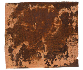 Rusty square metal plate for text isolated transparent background PNG for design projects