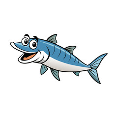 Happy Mackerel Fish Vector on White