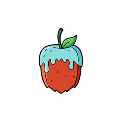 Creative Ice Apple Fruit Vector Style on White