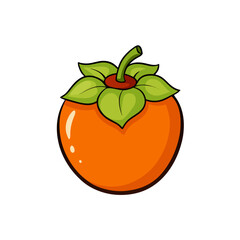 Creative Persimmon Fruit Vector Style on White