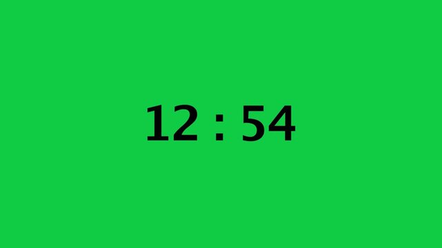 From 13 Thirteen to 12 Twelve Minute Electronic Countdown on a Green Chroma Key Screen