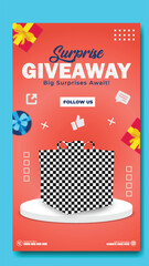 Exciting social media giveaway announcement featuring a festive gift box and bright colors