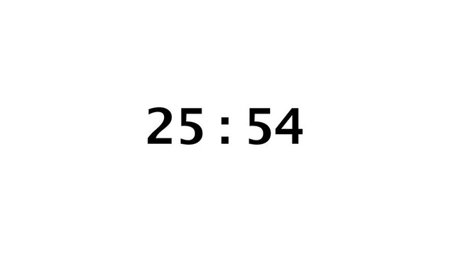 From 26 to 25 countdown timer on a white background