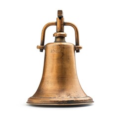 Fototapeta premium Antique brass bell, metal, aged, isolated