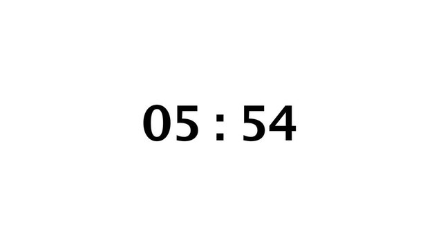 From 6 to 5 countdown timer on a white background