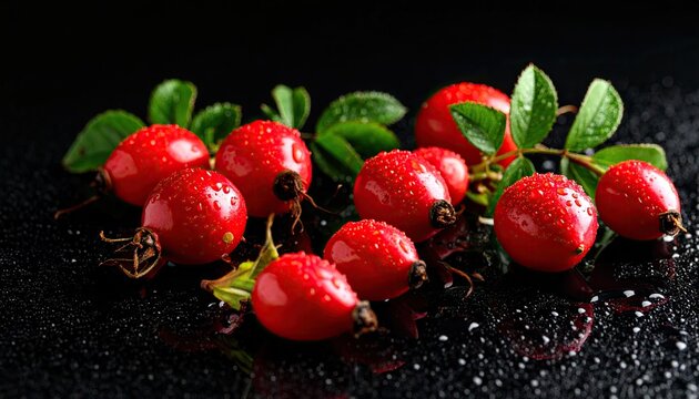 Rosehip close-up on a black background