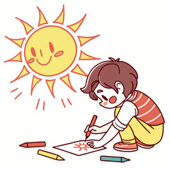 little boy drawing