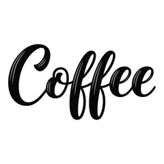 Fototapeta premium Elegant black calligraphy word coffee silhouette on white background