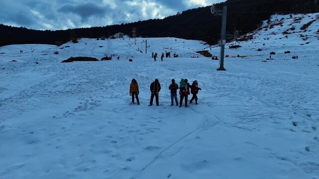Auli Joshimath Aerial View in 4K | Snow-Capped Himalayas from Drone Snow-Covered Auli Joshimath from Above | 4K Scenic Himalayan Aerials
