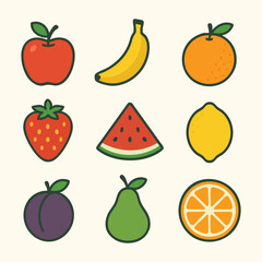 Assorted fruit icons illustration