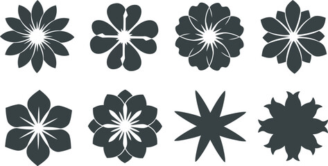 Geometric floral silhouettes vector design elements