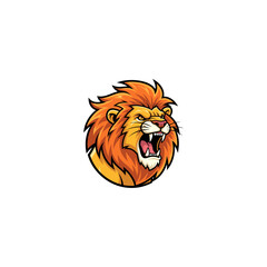 Roaring lion icon logo flat vector design