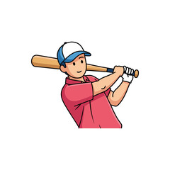 Baseball player icon logo flat vector design