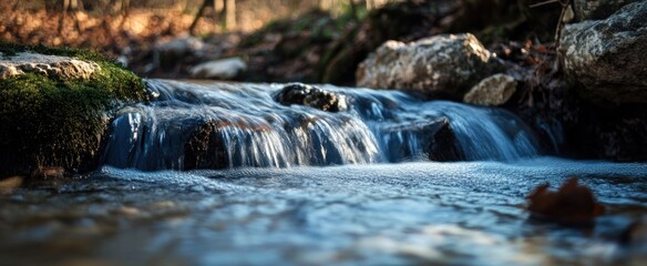 Small Waterfall in a Forest Stream