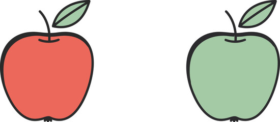 Red and green apples simple illustration