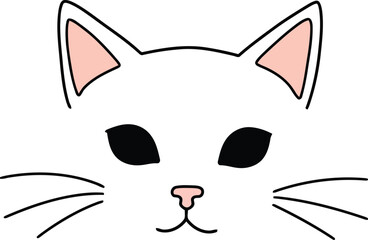 Cute white cat face doodle art