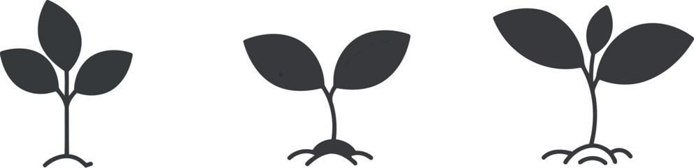 Seedling growth stages silhouette