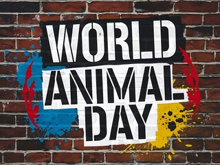 Obraz premium Graffiti-style World Animal Day typography