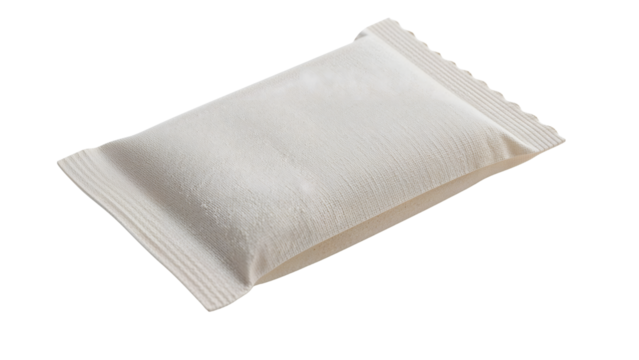 Blank kraft paper sachet isolated on the transparent background for food, cosmetics, organic products, ecofriendly packaging, minimalist design