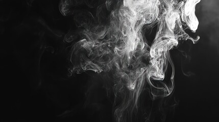 Abstract White Smoke Trails on Black Background