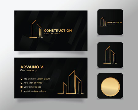 Elegant business card design for construction company in  black and gold