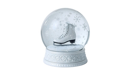 Fototapeta premium Ice skate snow globe with winter snowflakes and decorative base on the transparent background