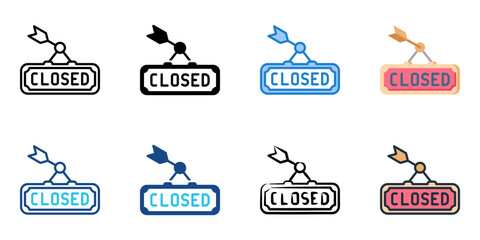 Closed icon set multiple style collection 
