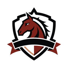 Fototapeta premium Majestic horse head centered in western style star badge vector art illustration