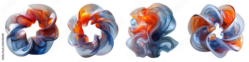 Aufkleber abstract floral shape with orange and blue colors creating a modern and decorative design element is