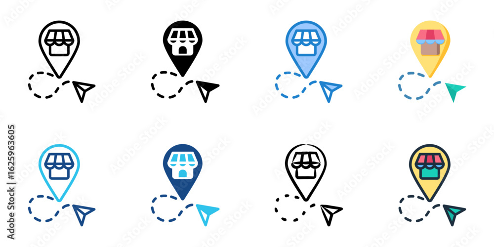 Poster store locator icon set multiple style collection